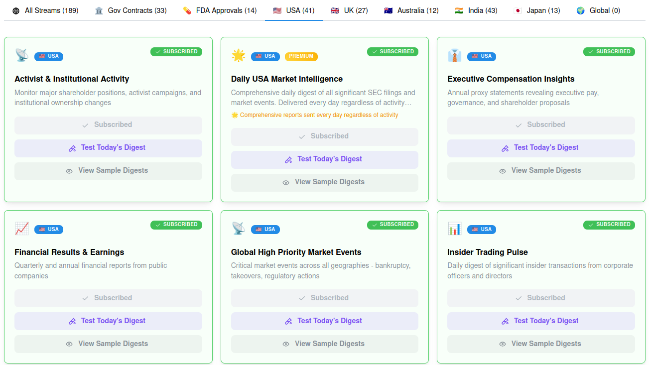 SEC Filings dashboard